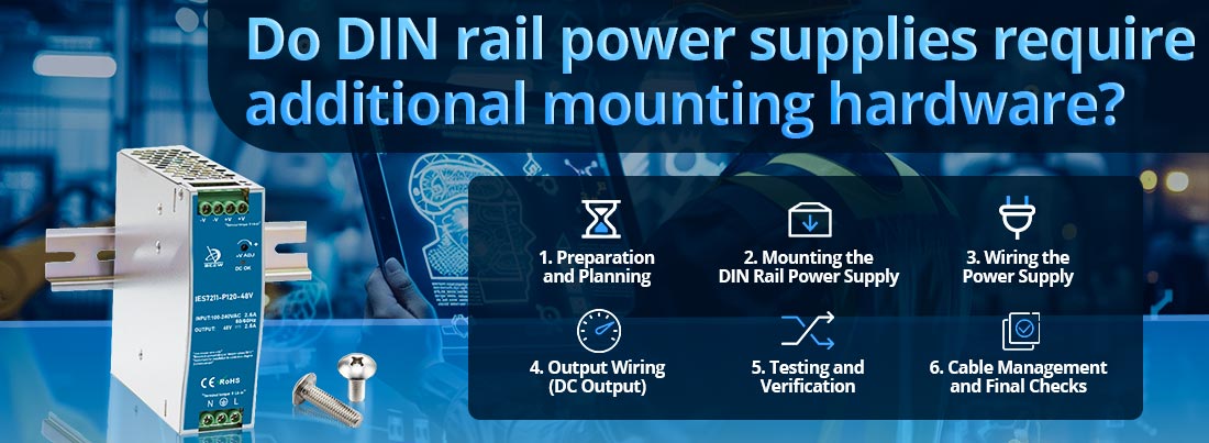 Do DIN rail power supplies require additional mounting hardware?