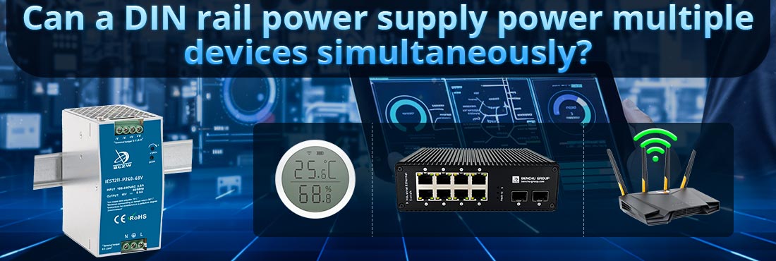 Can a DIN rail power supply power multiple devices simultaneously?