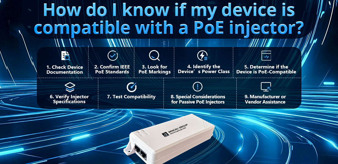 How do I know if my device is compatible with a PoE injector