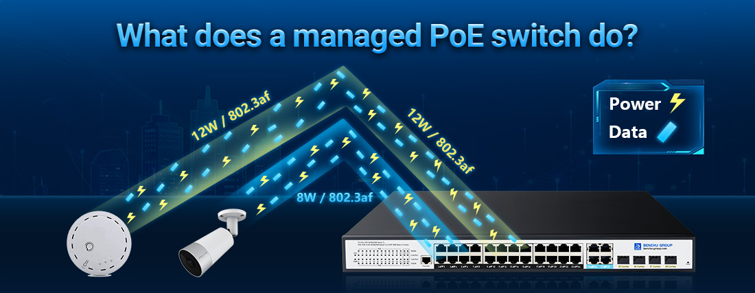 What does a managed PoE switch do?