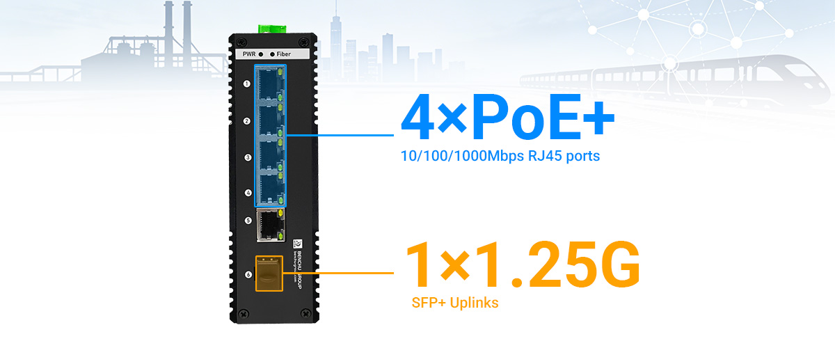 One Gigabit RJ45 and One SFP Uplink