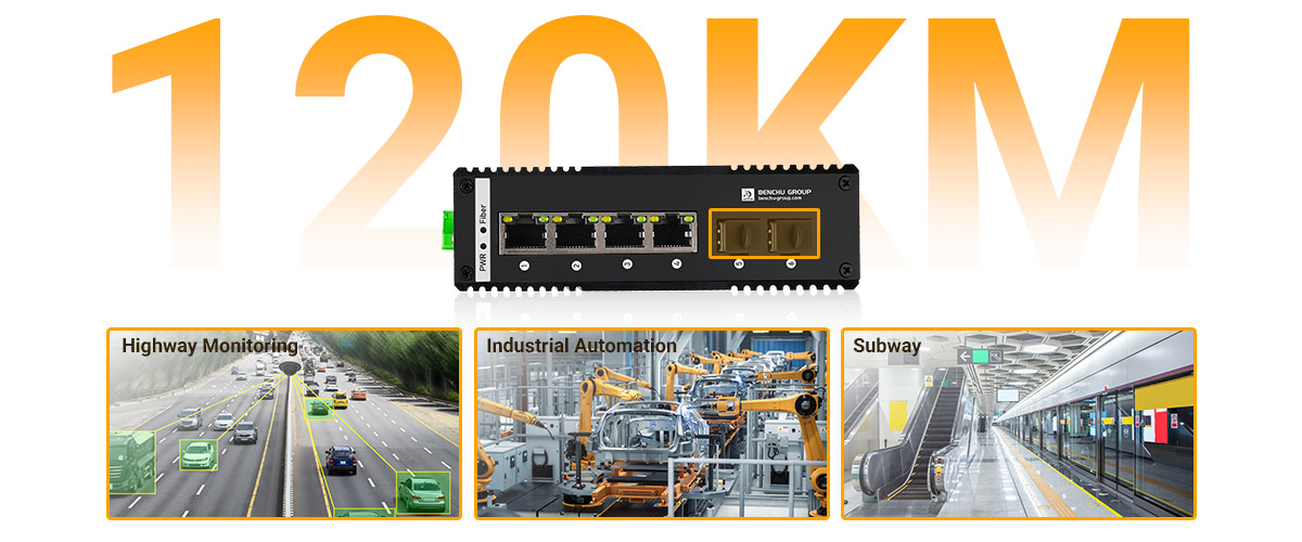 Industrial PoE switch is equipped with two SFP port transceivers extend network links from 100 meters using copper cables to up to 120 kilometers using fiber optics Industrial PoE switch is equipped with two SFP port transceivers extend network links from 100 meters using copper cables to up to 120 kilometers using fiber optics