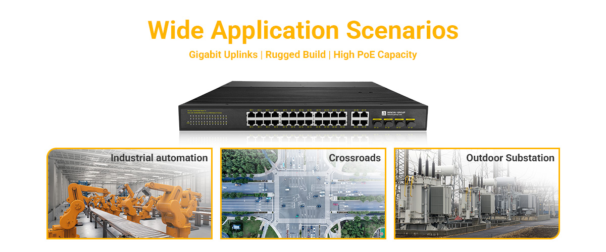 24-port PoE switch is ideal for diverse applications