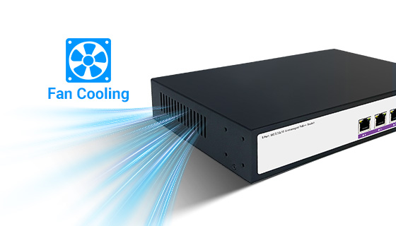 Intelligent Active Temperature Controlled Smart Fan Ventilation Side view of the galvanized steel switch highlighting ventilation paths and temperature-driven smart cooling fans for persistent airflows.