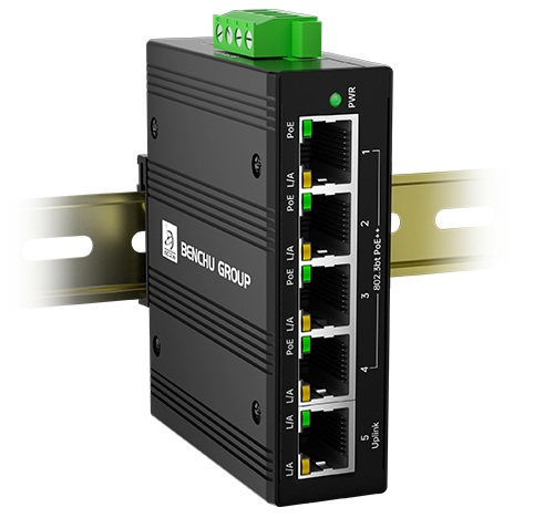 5-Port Industrial Solar Powered PoE++ Switch with 12V/24V DC Input to 48V/54V Out Booster for Solar Surveillance (Model: IES7211-4PGE1GE-BT-SOL)