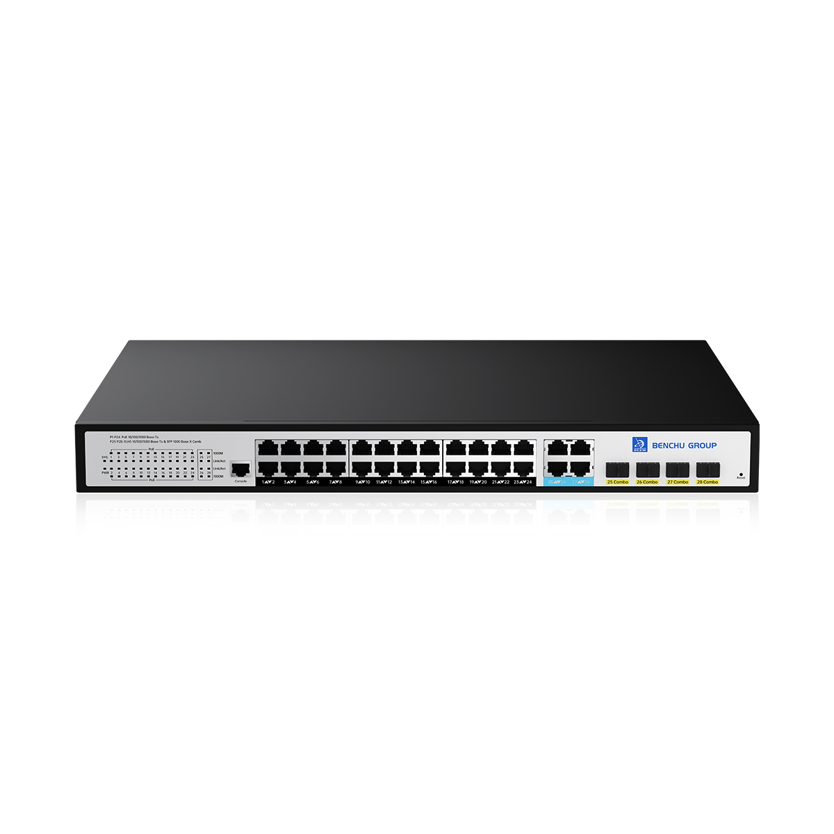 24 Port Gigabit L2+ Managed PoE Switch With 4 Gigabit RJ45/SFP Combo Uplink