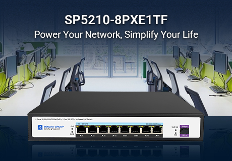 SP5210-8PXE1TF : Switch PoE+ 2,5 Gbit/s à 8 ports avec liaison montante SFP+ 10 Gbit/s — Puissance, vitesse, simplicité